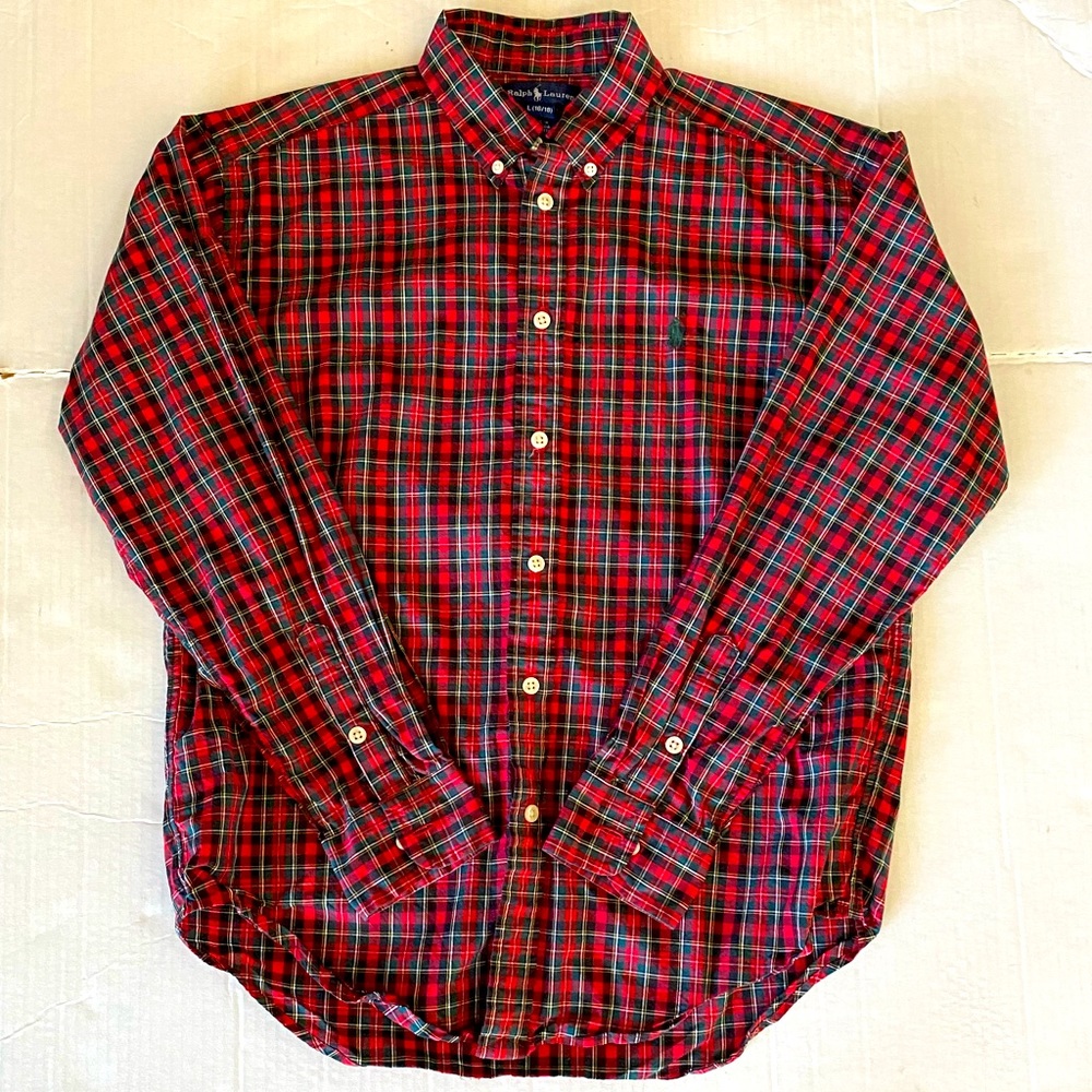 Ralph Lauren Teen Boy’s Size L 16/18 Long-Sleeve Button Down Plaid Shirt